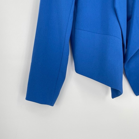 Philosophy Women's Blue Tailored Collarless Shawl Neck Open Front Blazer Size 12 - Picture 4 of 11